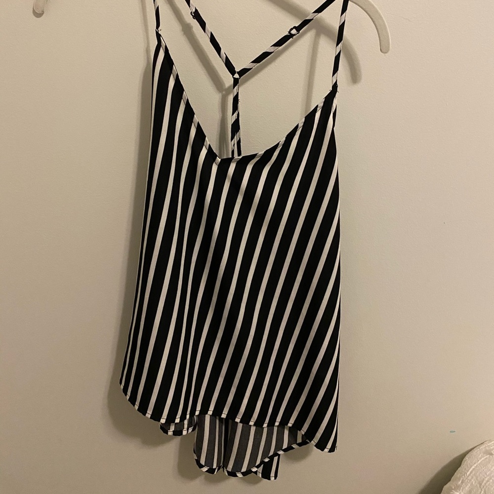 black & white striped tank with open back